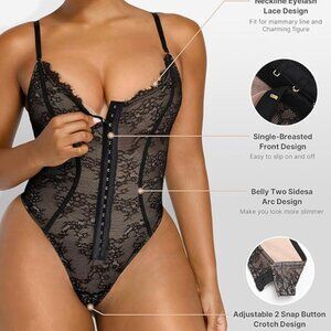 SHAPELLX Lace Bodysuit for Women Tummy Control Shapewear